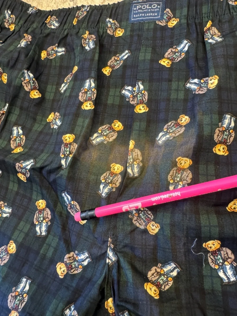 Vintage‎ Men's Polo By Ralph Lauren Plaid Boxers Shorts with Teddy Bears XL